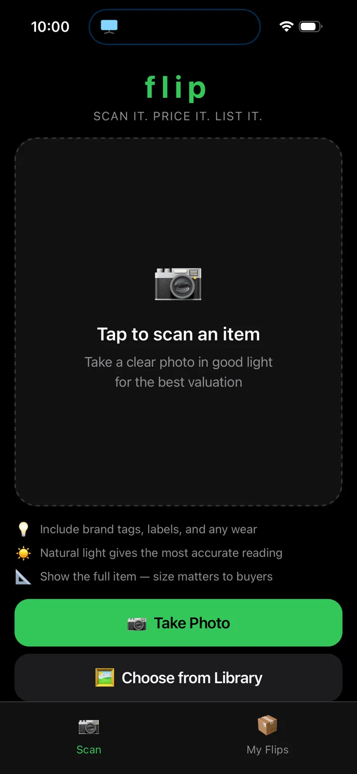 Flipside scan screen